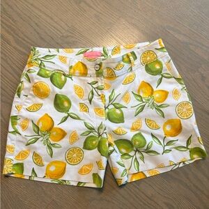 ISAAC MIZRAHI Lemon/Lime Print White Shorts women’s size 6